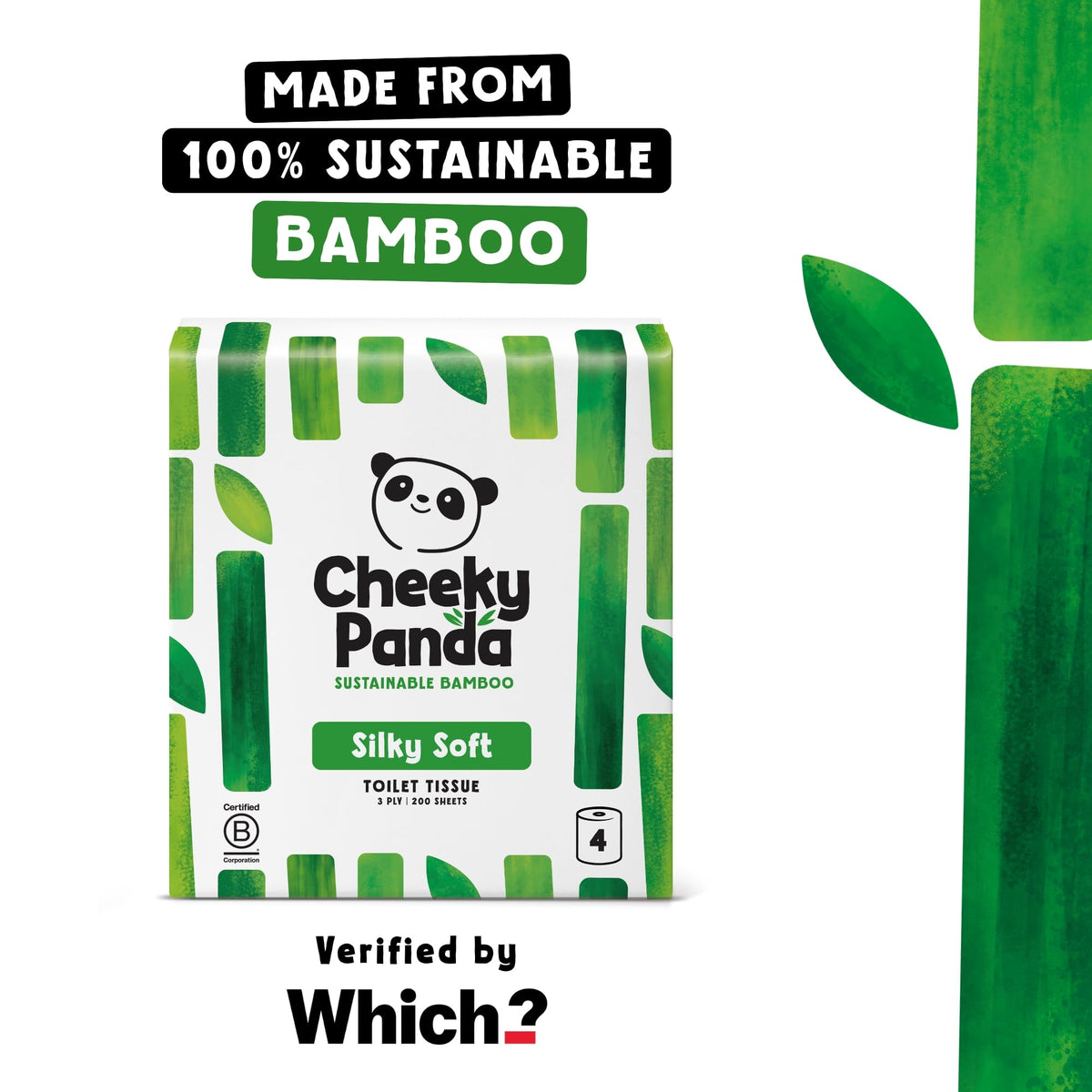 The Cheeky Panda Bamboo Toilet Paper – 9 Rolls of Toilet Paper | Plastic Free Packaging and Sustainable Toilet Tissue | 100% Compostable