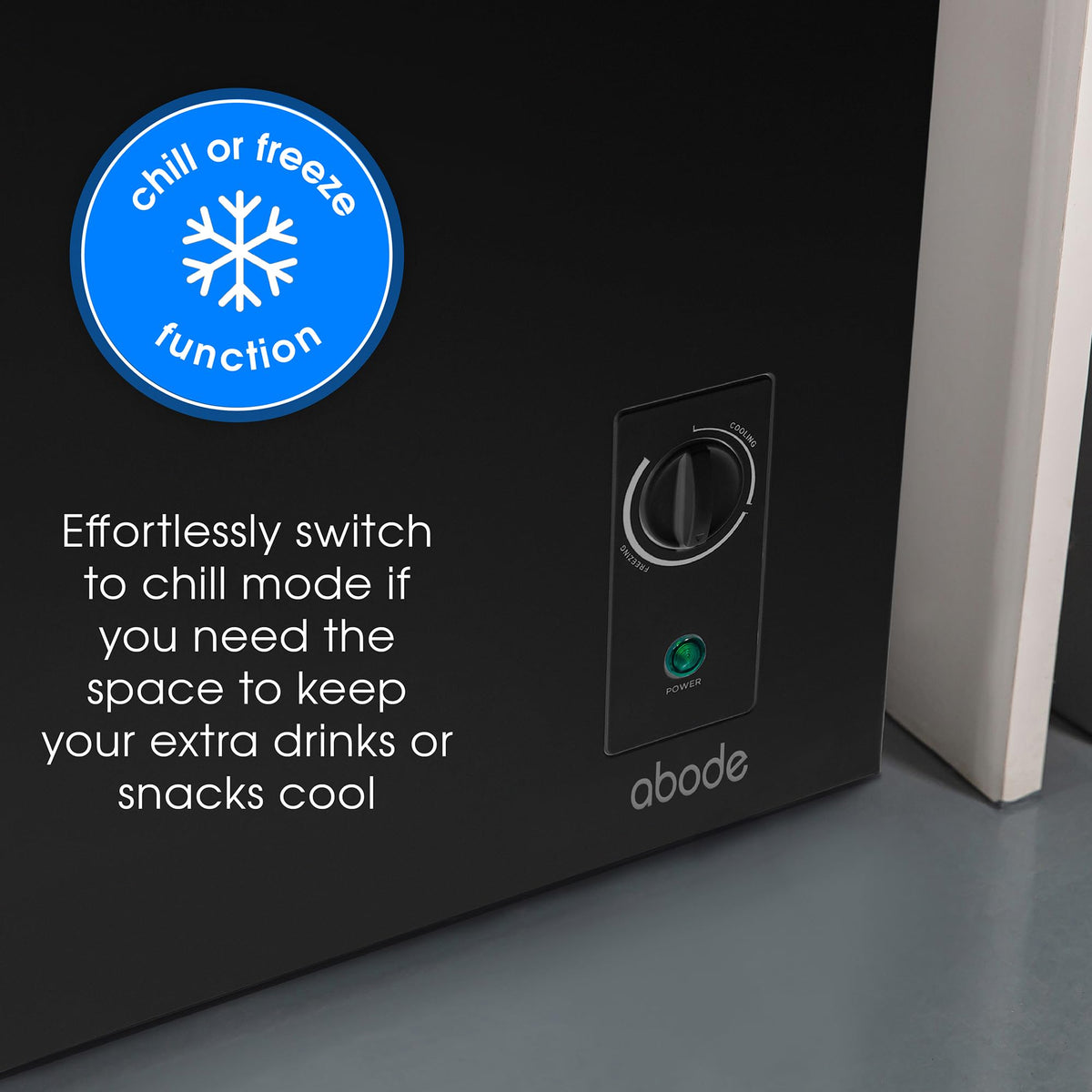 Abode Freestanding White Chest Freezer 99L with Removable Wire Basket & Counter Balance Lid, Adjustable Thermostat, 4 Star Freezer, Suitable for Garages & Outbuildings A99CF0E1W