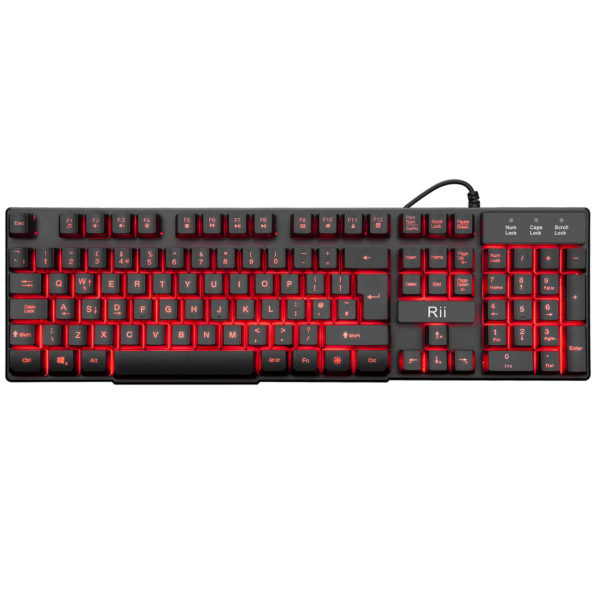Rii Gaming Keyboard,USB Wired Keyboard with Rainbow LED Backlit Mechanical Feeling for Working Gaming (UK Layout)