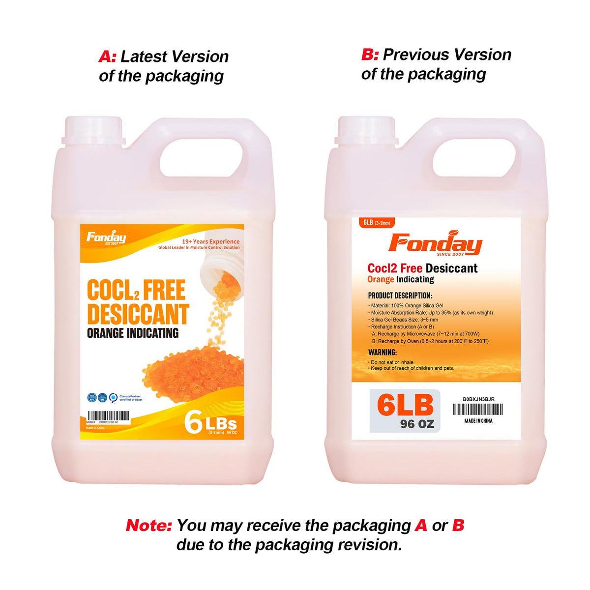 1.2LBS Fonday Premium Moisture Indicating Silica Gel Desiccant Beads