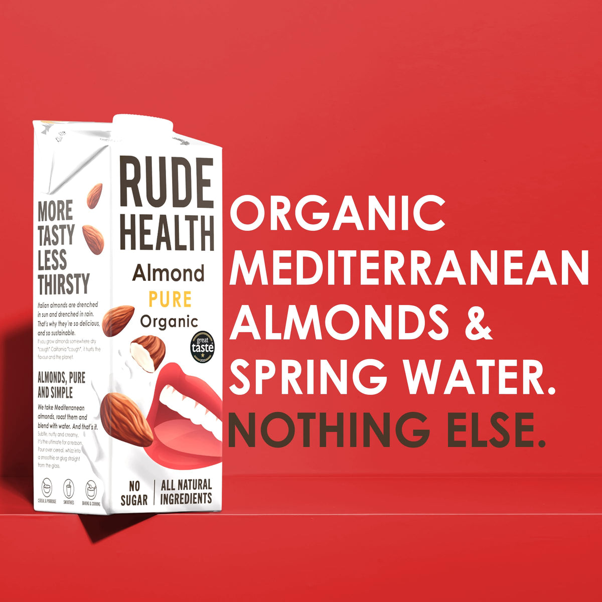 Rude Health 6 x 1 Litre Organic Oat Dairy-Alt Milk, 100% Natural Organic Drink, Lactose Free, Dairy Free & Gluten-Free, No Added Sugar, Award-Winning, Healthy & Vegan, 100% Recyclable Packaging
