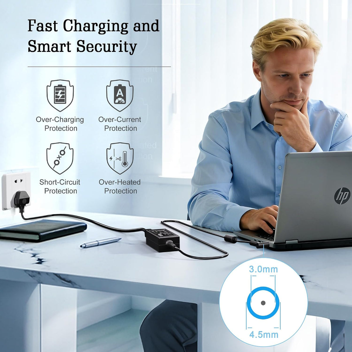 45W HP Laptop Charger, 19.5V 2.31A Power Supply HP Charger for HP Stream 11 13 14 Pavilion 11 13, Elitebook 840 850, ProBook 430 440, Chromebook 11 14 and More(4.5mm * 3mm)
