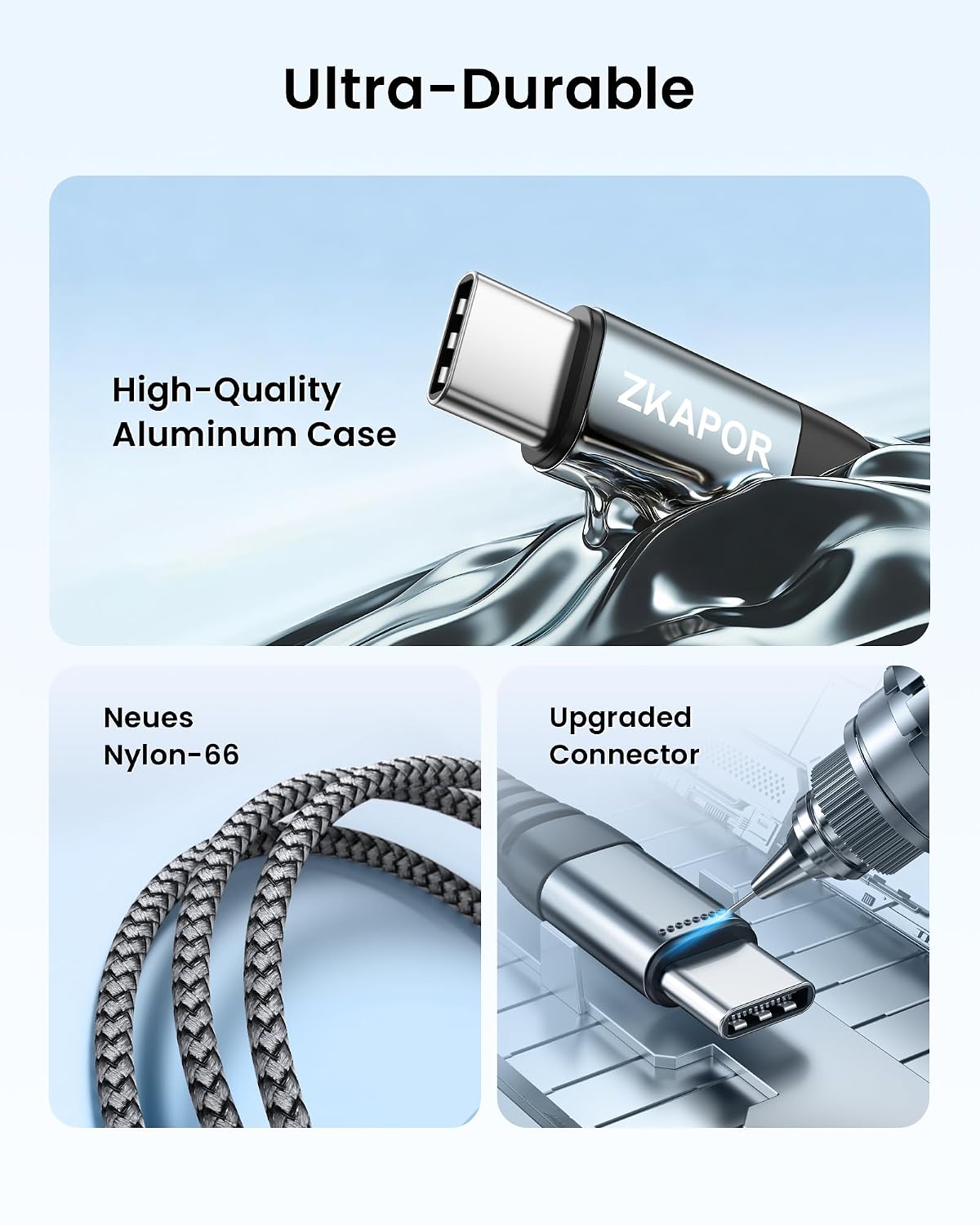 ZKAPOR Short USB C Cable 15CM, Type C Charger Cable 3A Fast Charging USB C