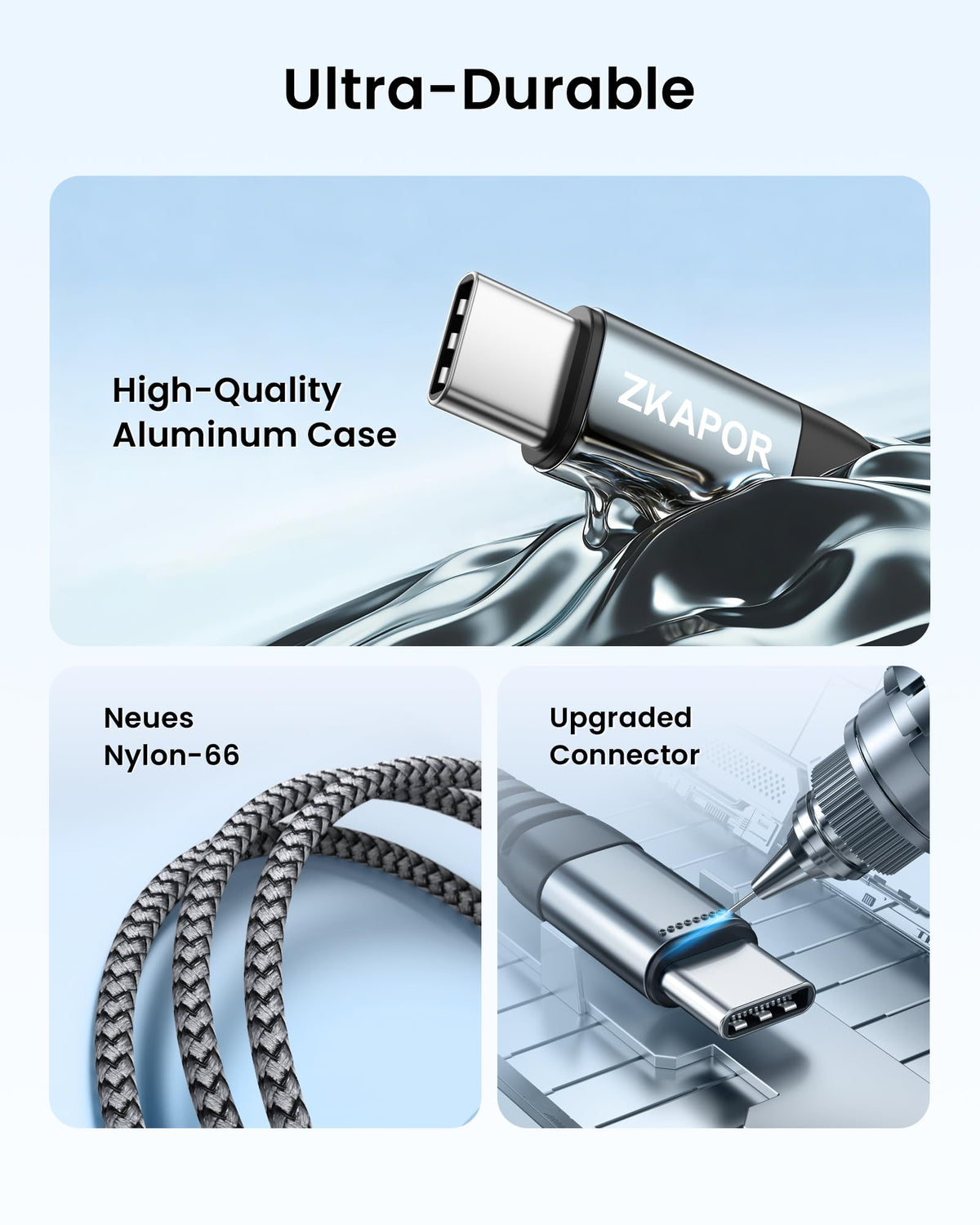 ZKAPOR Short USB C Cable 15CM, Type C Charger Cable 3A Fast Charging USB C