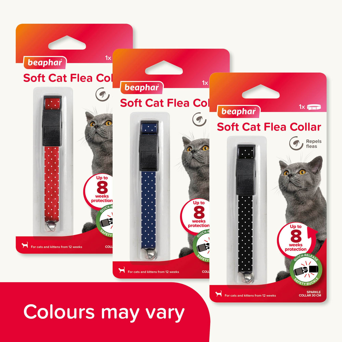 Beaphar – Soft Flea Collar for Cats – Repels Fleas For up to 8 Weeks – Adjustable Fit With Quick Release Safety Buckle – Reflective Finish for More Visibility at Night – 1 x Reflective Collar