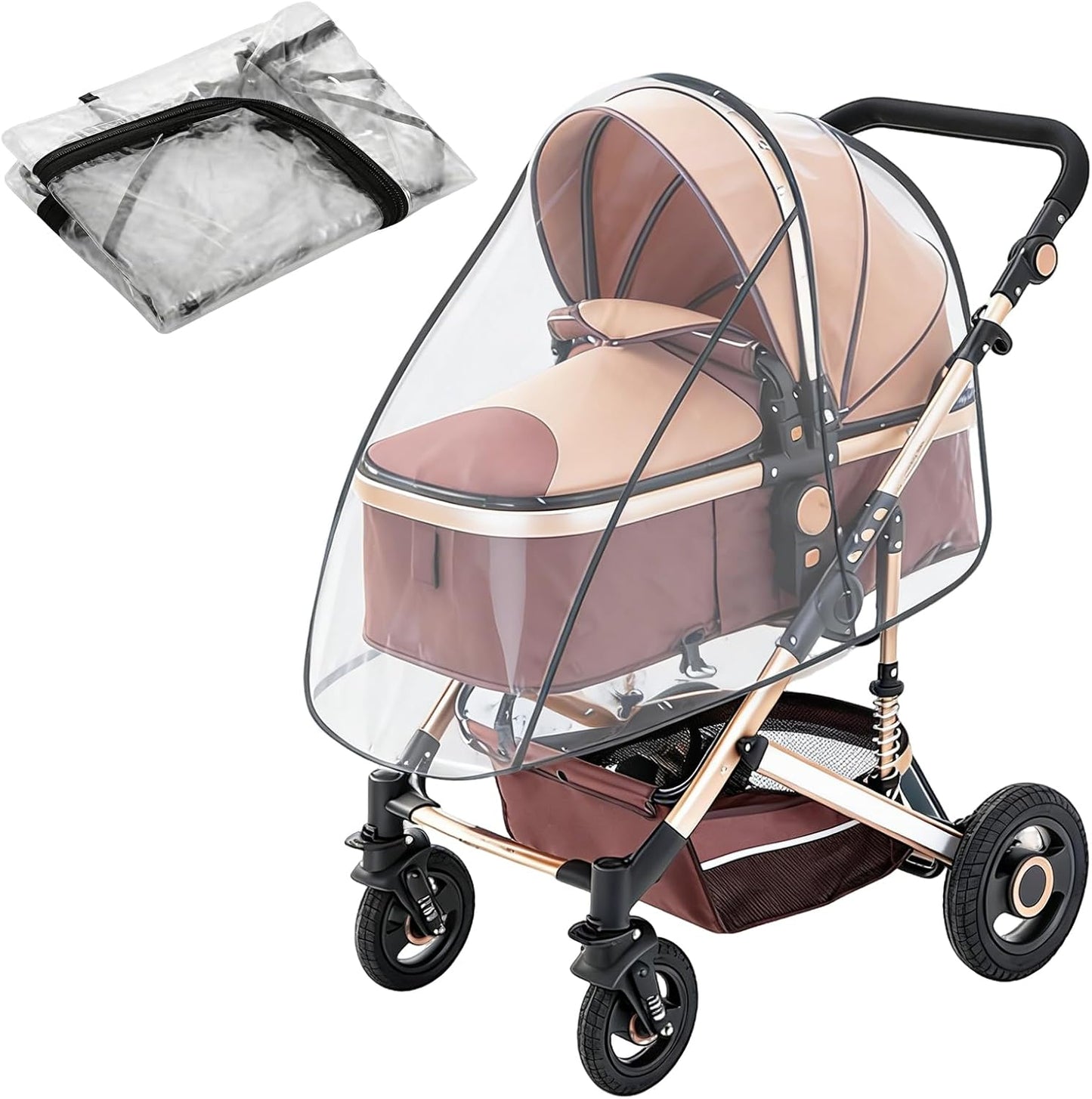Universal Rain Cover for Pushchair & Pram - Clear EVA Weather Shield, Durable Waterproof Protection for Baby Stroller, Toddler Buggy in Heavy Rain & Wind
