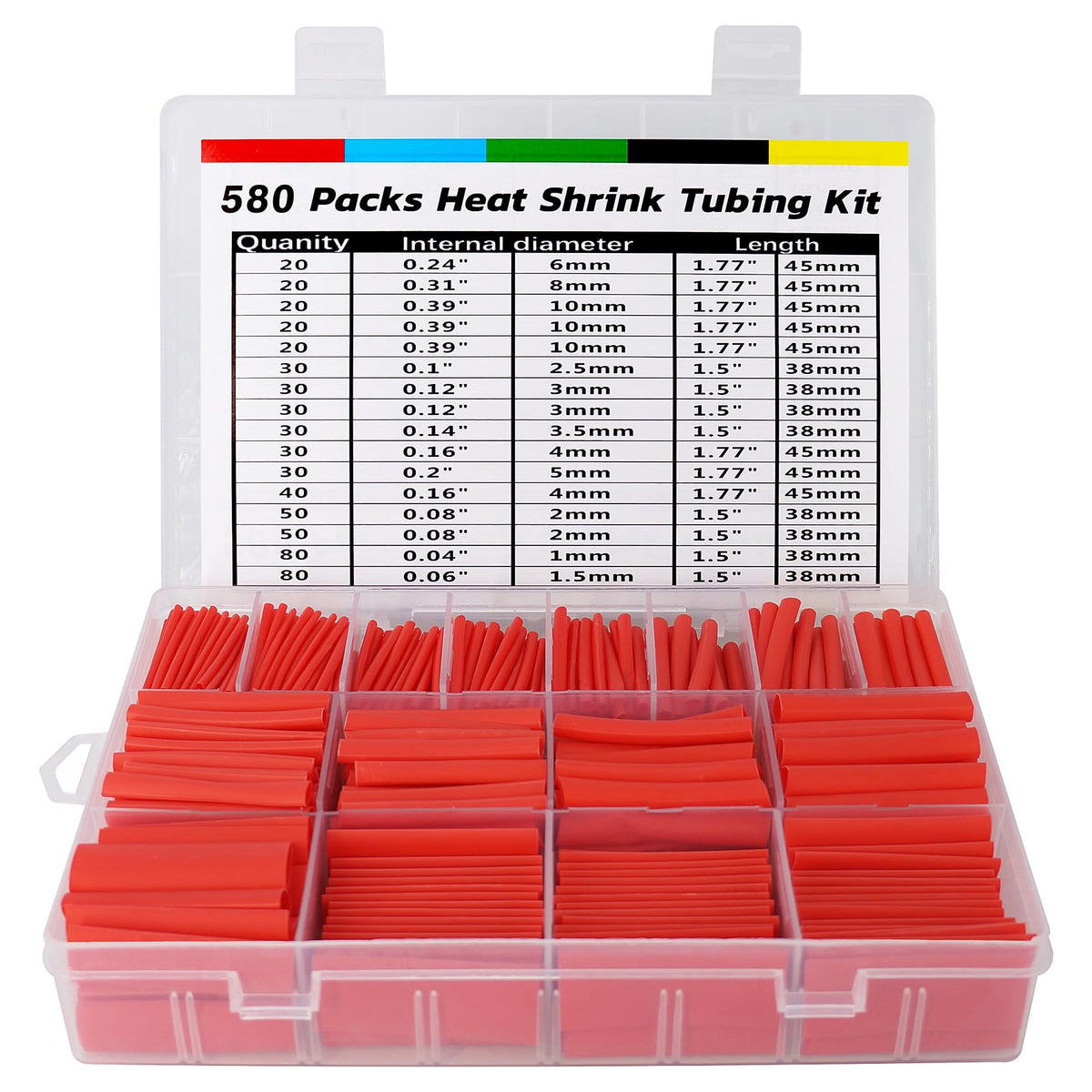 ASHINER Clear Heat Shrink Tubing Kit - 580Pcs EVA Material in 11 Sizes - Ideal for Electrical Insulation, Repairs, and Wire Connectors with User-Friendly Design and Storage Case