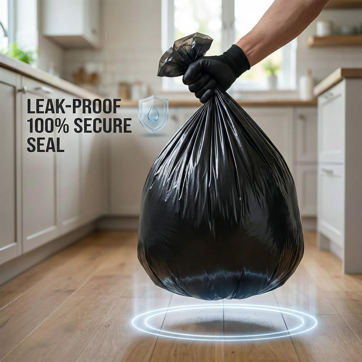 Roe Tenpo 100 Pack Heavy Duty Black Bin Bags – 100L, 33 μm Recyclable Refuse Sacks, Leak-Proof Bin Liners – Rubbish Bags for Kitchen, Home, DIY & Garden, Household, Office & Catering