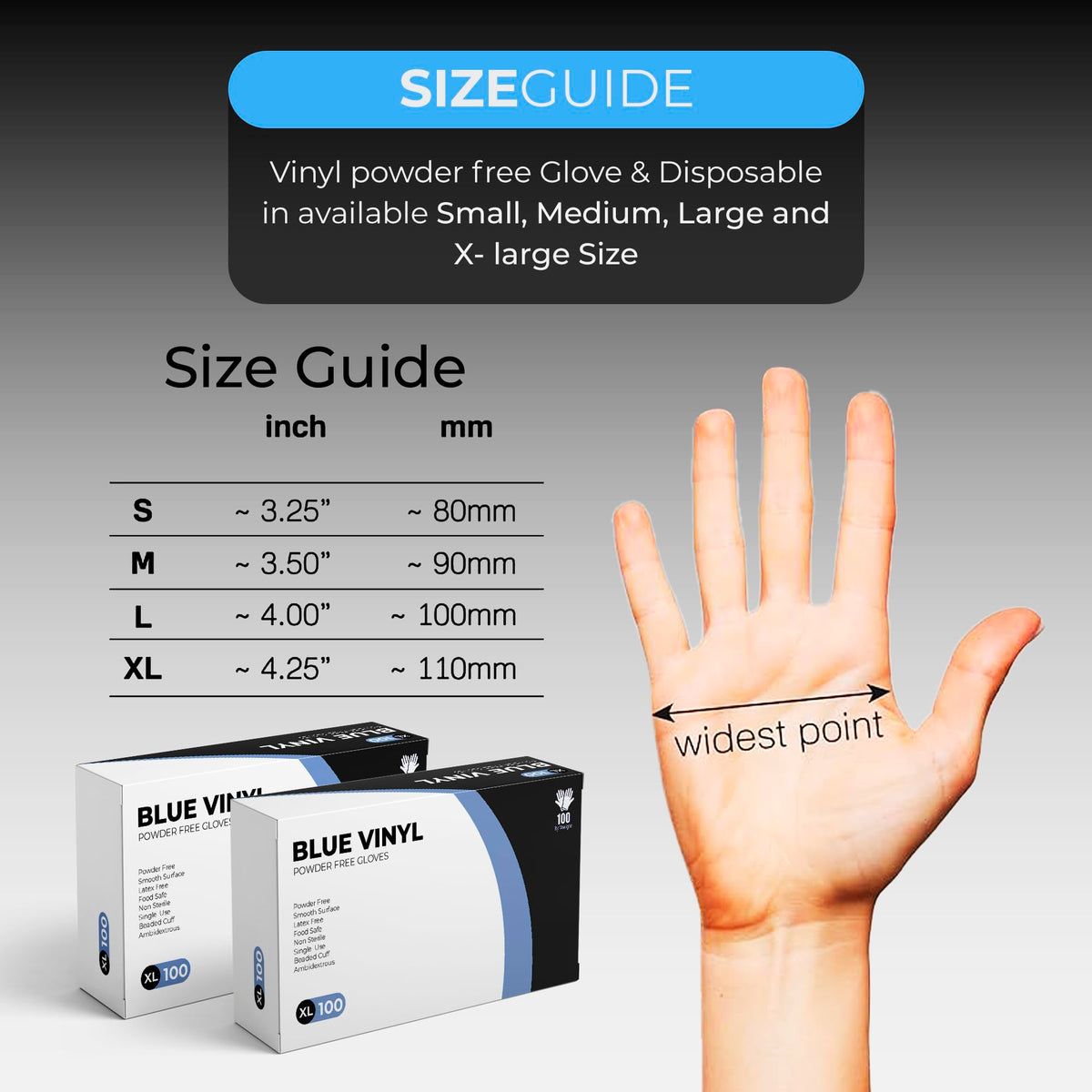 Disposable Gloves, Size S, Pack of 100, Blue Vinyl Gloves, Powder Free, Latex Free, Comfortable Fit, Suitable for Food Handling, Cleaning, Hairdressing & Multi-Purpose Use