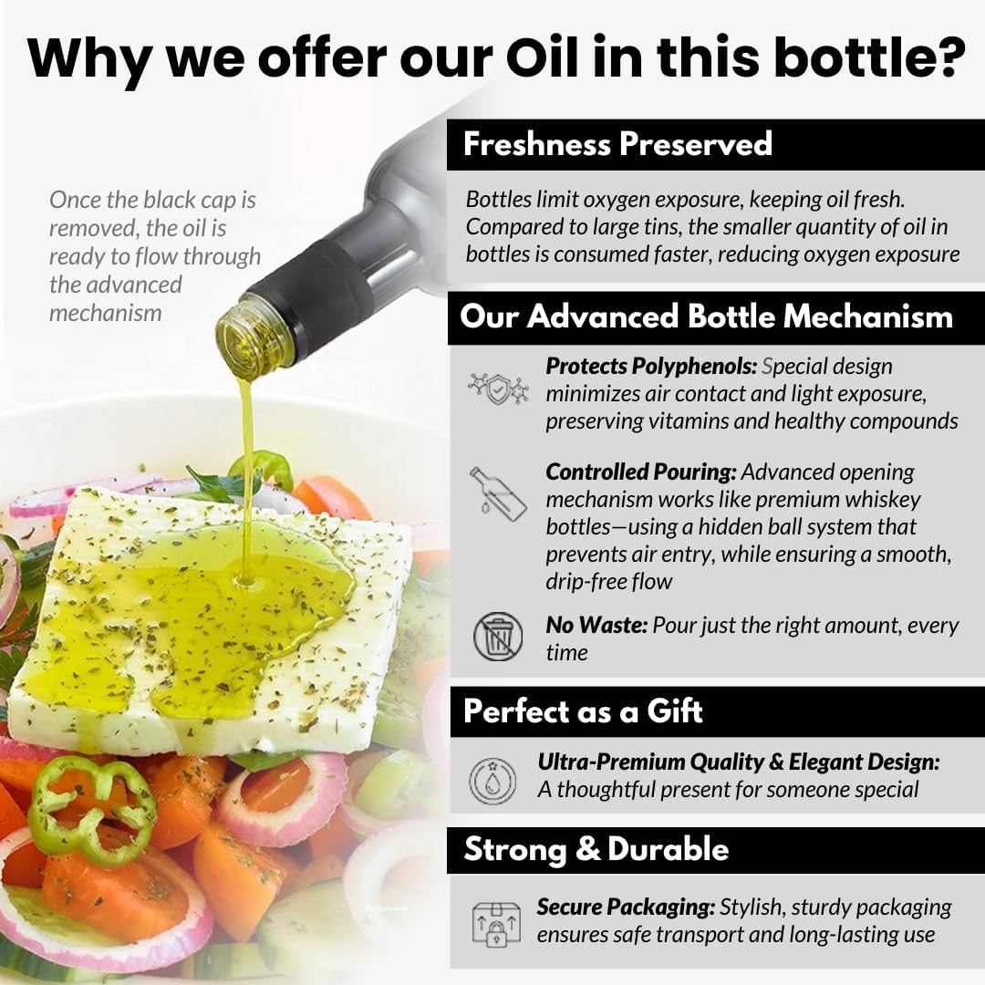November Polyphenols Olive Oil Extra Virgin - Organic High Phenolic EVOO – Early Harvest – Lab Certified +1200mg/kg High Polyphenol – Cold Pressed Extra Virgin – Greek – 500ml Bottle