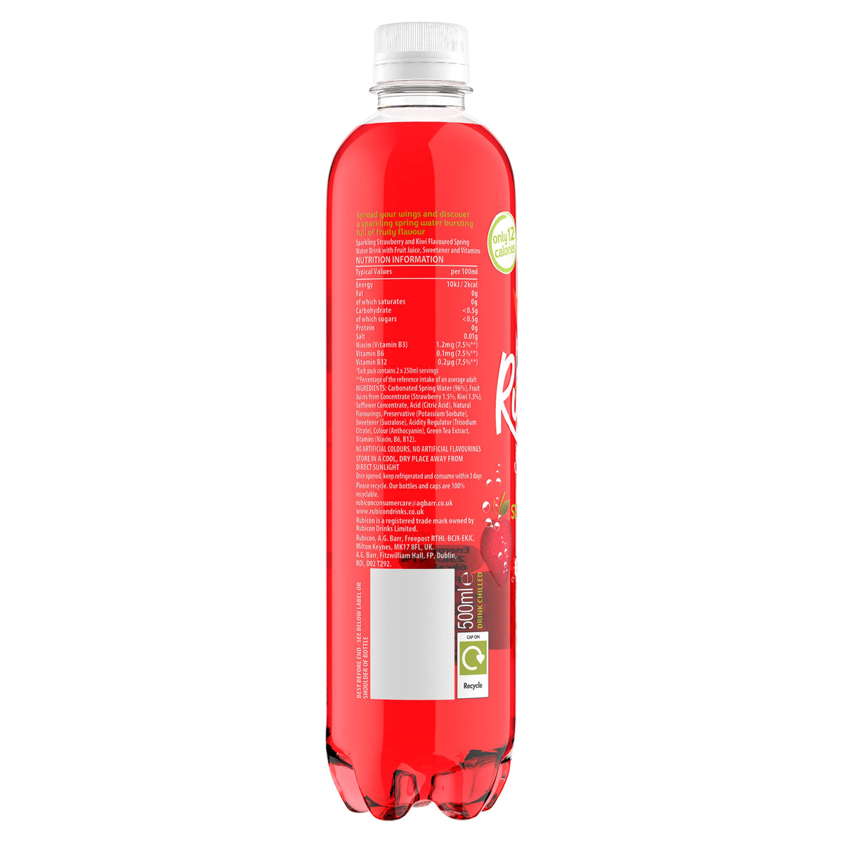 Rubicon Spring Black Cherry Raspberry Flavoured Water, 12 Pack, 330ml Cans