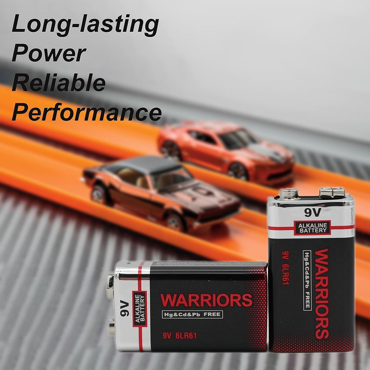 Warriors 2X 9V Alkaline Batteries, 6LR61, Long Lasting Power