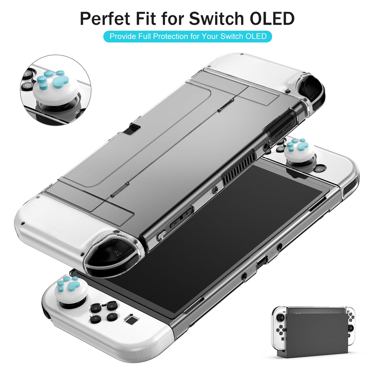 Younik Switch Accessories Bundle, 17 in 1 Switch Accessories Kit for Girls Include Switch Carrying Case with 9 Game Card Slots, Adjustable Stand, Protective Case for Switch Console & J-Con (Blue)