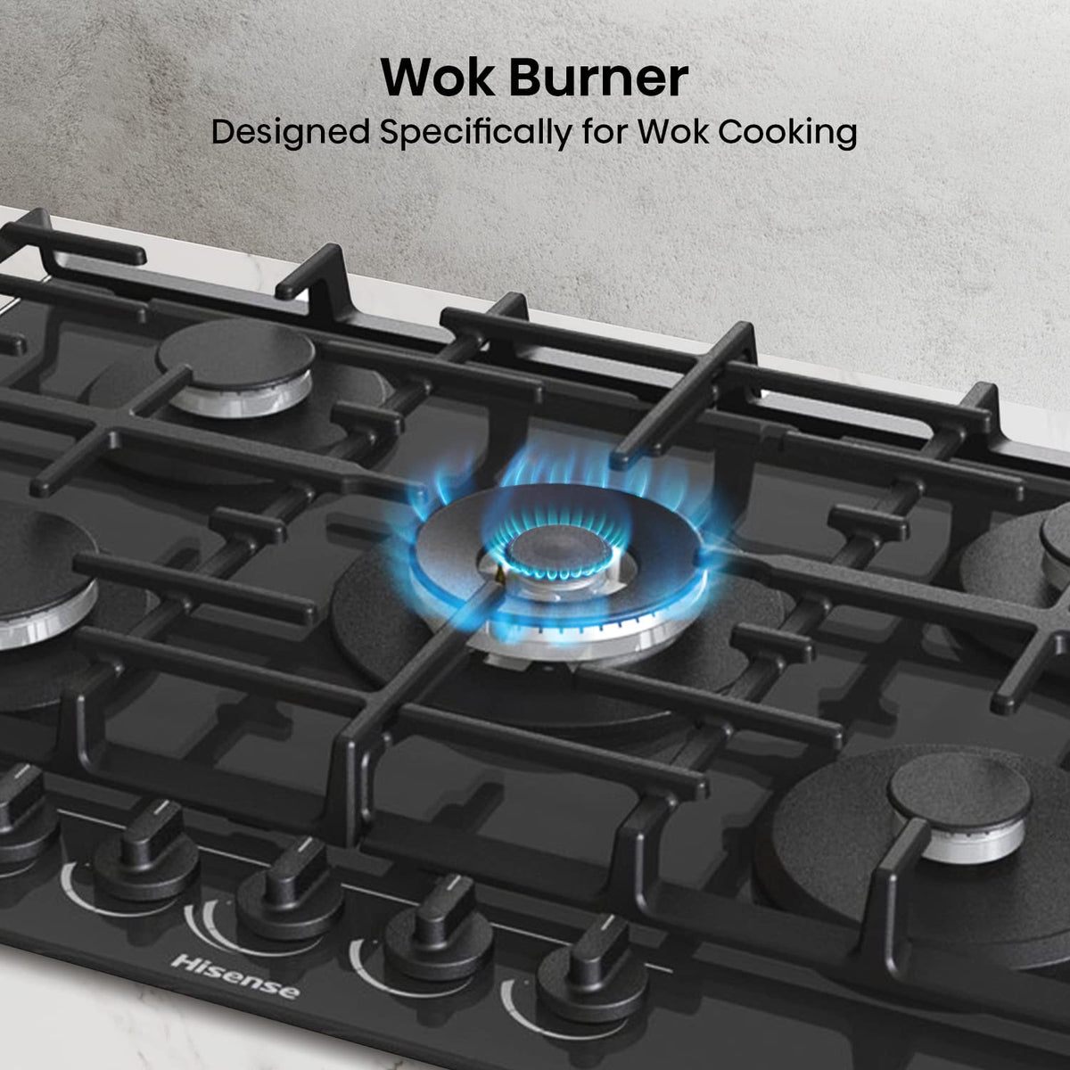 Hisense GM642XHS Built-in 60cm Gas Hob - Stainless Steel with 4 Cooking Areas, Easy Clean Surface, One -Hand Ignition, 60 x 52 x 8.9 cm (L x W x H)