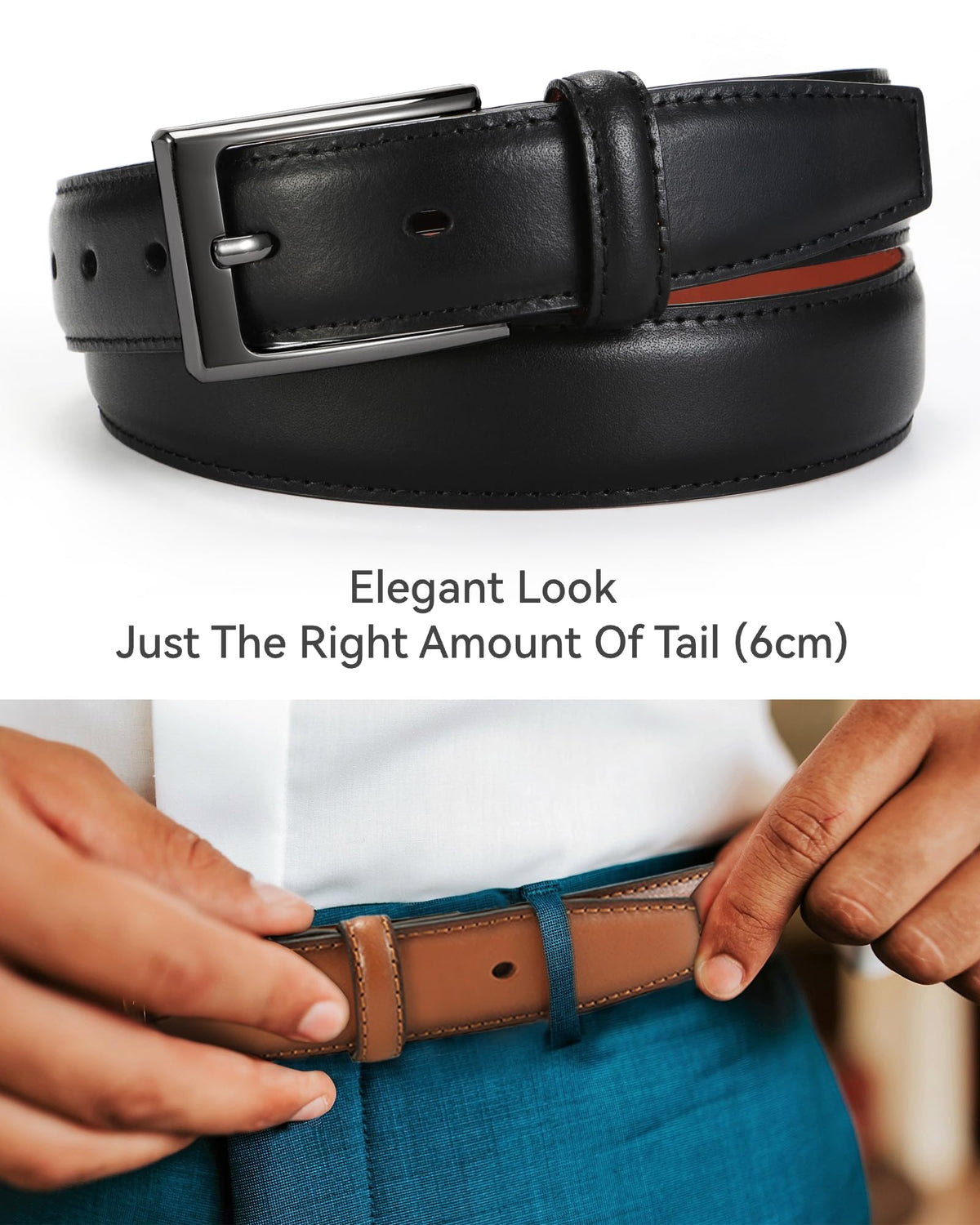CHAOREN Leather Belts for Men, Mens Belts Leather 1 1/8" for Business Suit