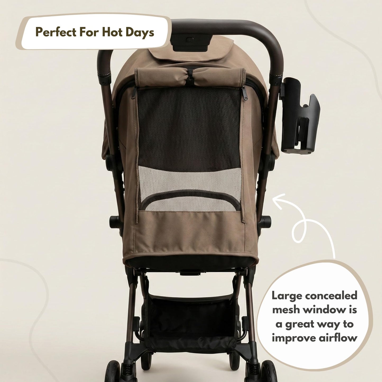 Venture Avio Stroller – Lightweight Compact Pushchair for Toddlers up to 4 Years – Travel Baby Stroller with Raincover, Cup Holder, Large Basket (Truffle)