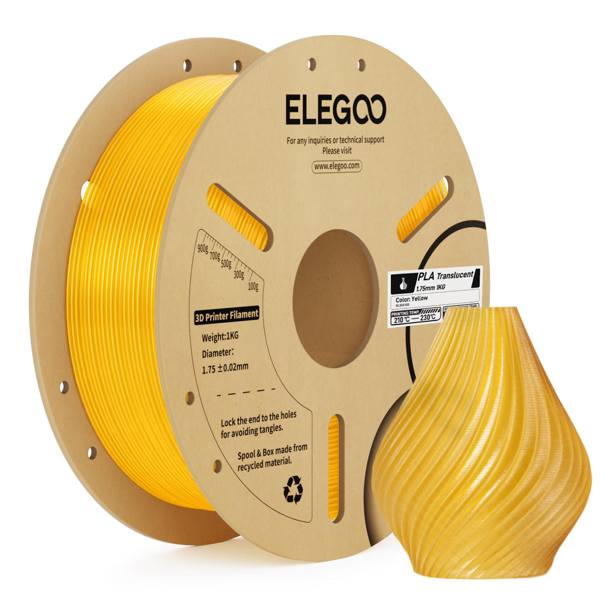 ELEGOO PLA Filament 1.75mm Black 1KG, 3D Filament Dimensional Accuracy +/- 0.02mm, 1kg Cardboard Spool(2.2lbs) 3D Printing Filament Fits for Most FDM 3D Printers