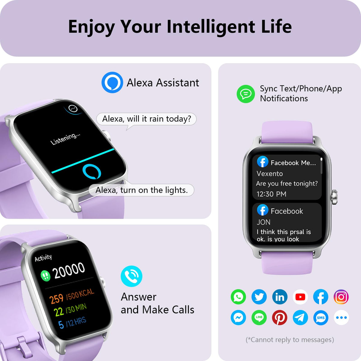 Smart Watch for Women, Answer/Make Calls, Alexa Built-in, [1.8"HD Screen] Smart Watches for Women iPhone/Samsung/Android, Fitness Watch with Heart Rate Sleep SpO2 Monitor,IP68 Waterproof, 100+ Sports