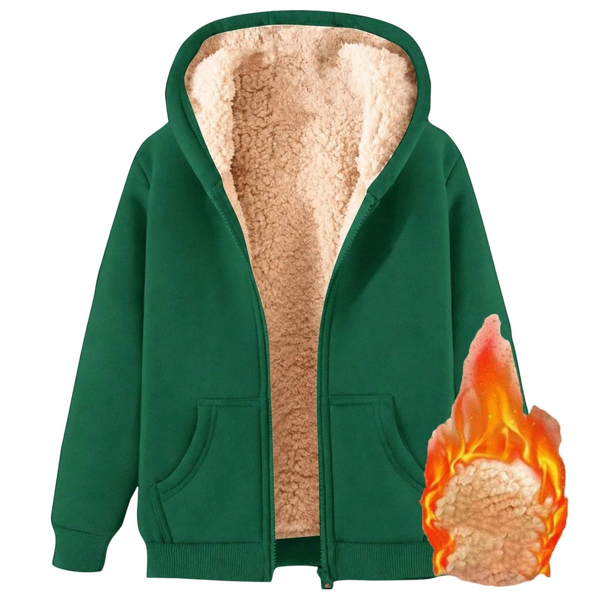 Womens Teddy Fleece Hoodies Sherpa Lined Fuzzy Jacket with Pockets Full Zip Hooded Sweatshirts Ladies Fall Winter Warm Jumper Coat Outwear Thermal Outfits Clothing