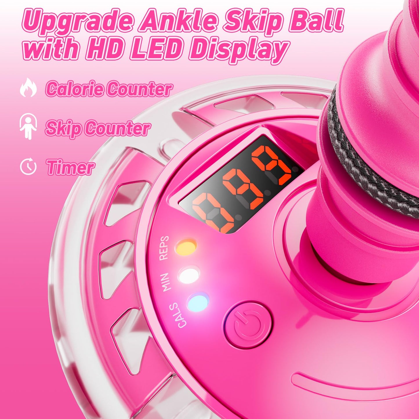 Hot Bee Ankle Skip Ball for Kids with Counter, Timer, Cal Calculator, Girl Birthday Gifts for Age 5 6 7 8 9 10+, Rechargeable Foldable Sports Toy Skip it Toy for Kids Xmas Present