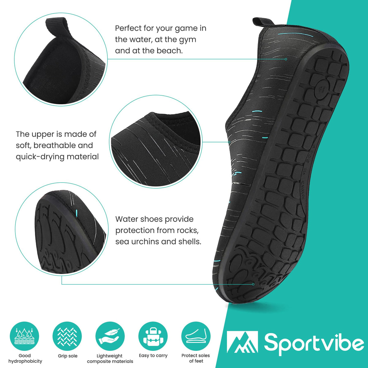 sportvibe Water Shoes Beach Swim Sea Shoes for Men Women