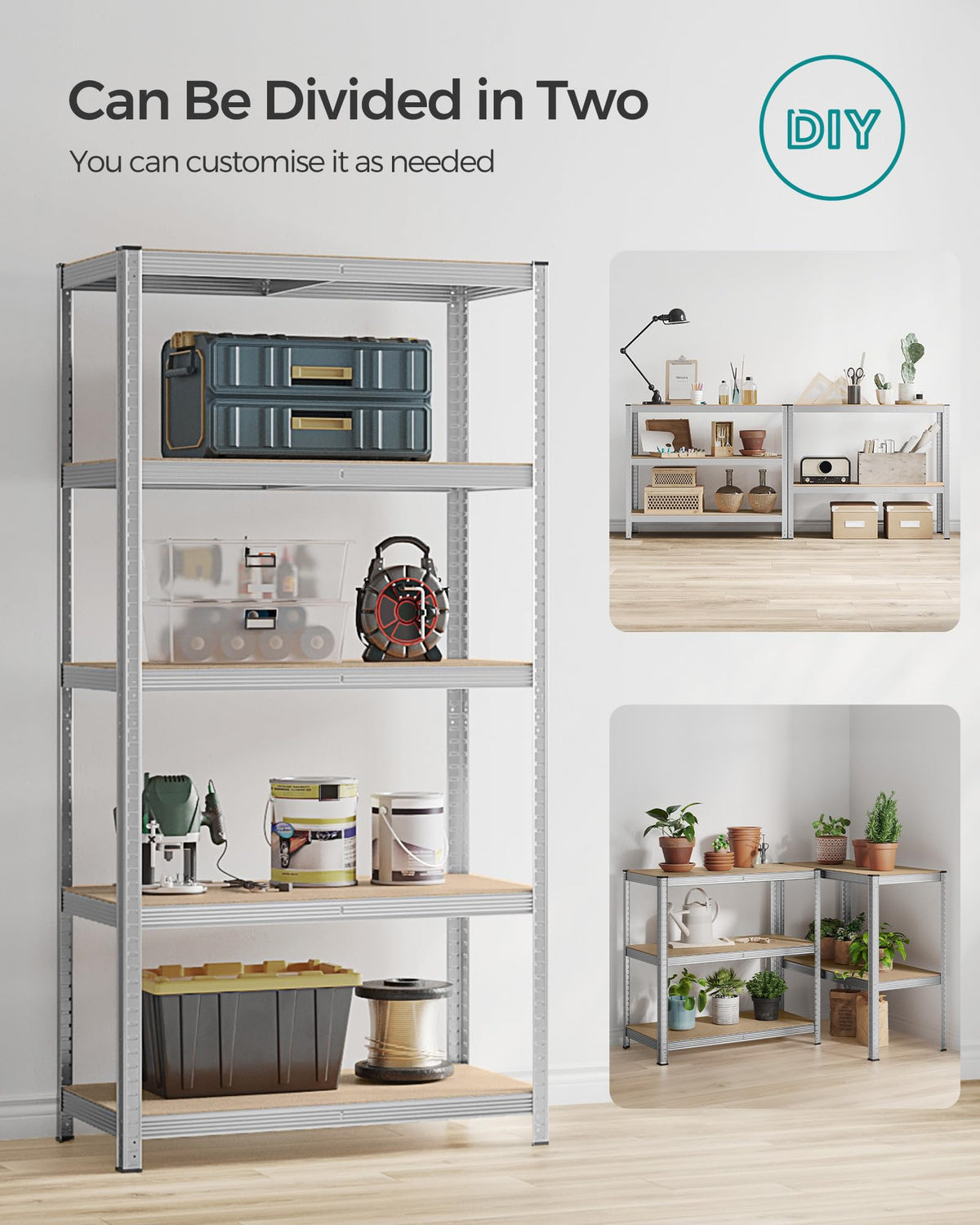 SONGMICS 5-Tier Heavy-Duty Shelving Units, Set of 2, Boltless Assembly