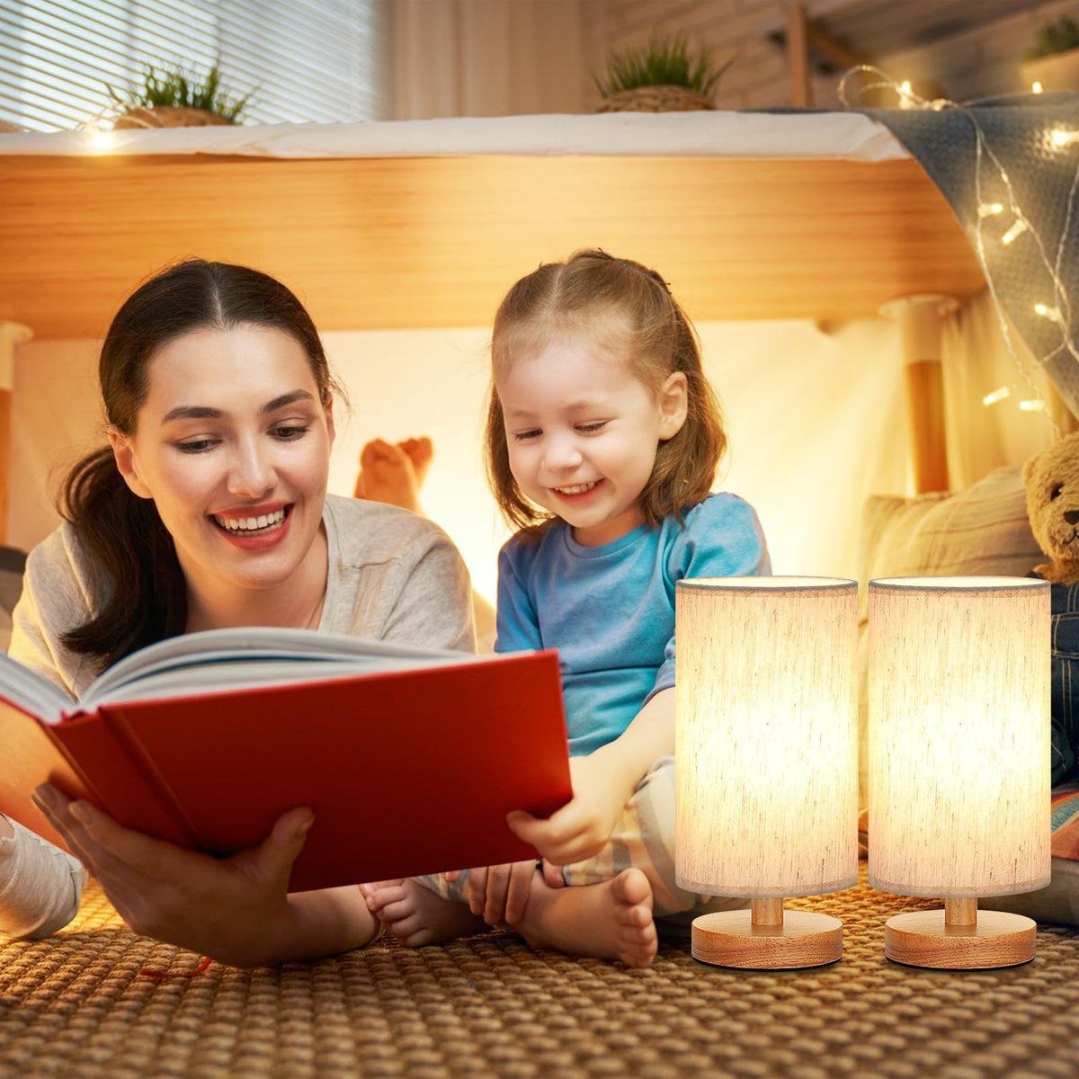 Aooshine Bedside Lamps, 3000K Warm Table Lamp for Bedroom Living Room