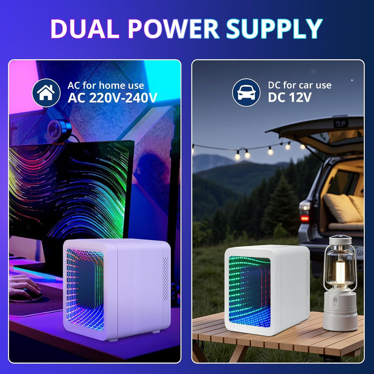 4 Liter Mini Fridge with RGB LED Mirror, AC/DC Skincare Fridge