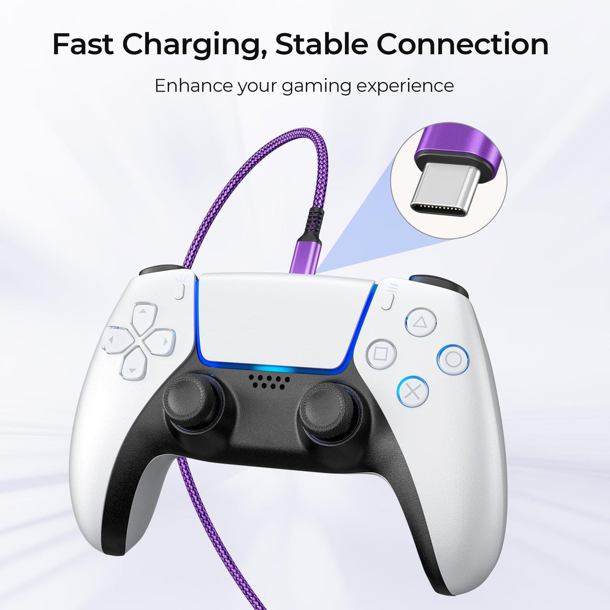 BASESAILOR Charger Cord for PS5/PS5 Pro Controller,Xbox Series X/S 2M 2Pack