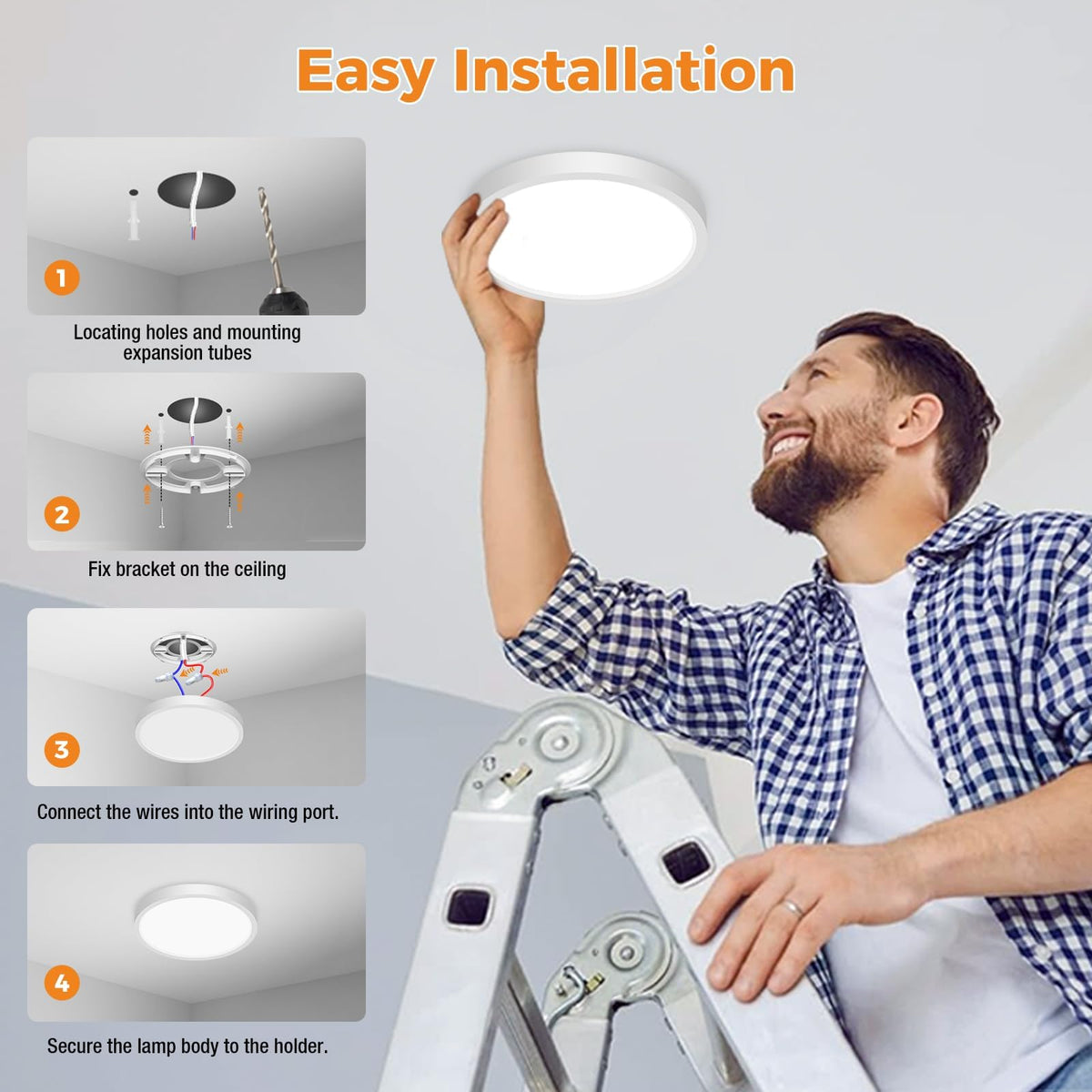 slochi Bathroom Light, 3000K/4000K/6500K 3 Color Temperature, Waterproof, Round, Modern, Flush Ceiling Light for Bathroom, Kitchen, Bedroom, Hallway and MoreØ18CM(Gold)