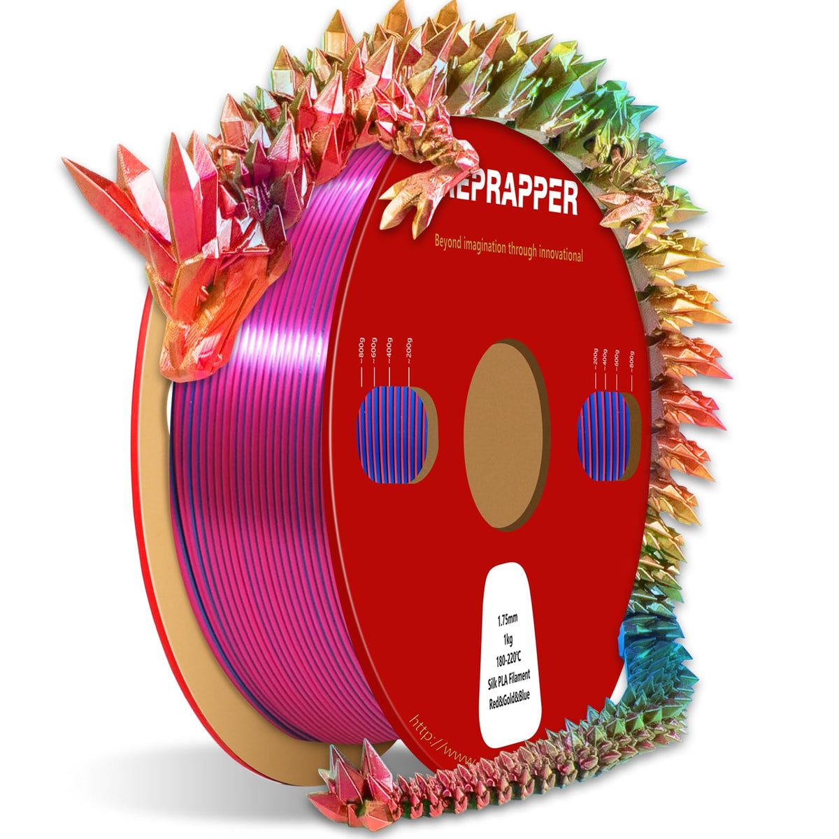 Reprapper 4X 250g Color Pack – Dual Color PLA Filament 1.75mm for 3D Printer & 3D Pen, Multicolour Filament, 4 x 250g Matte Red/Blue, Matte Purple/Green, Silk Red/Blue, and Silk Purple/Green