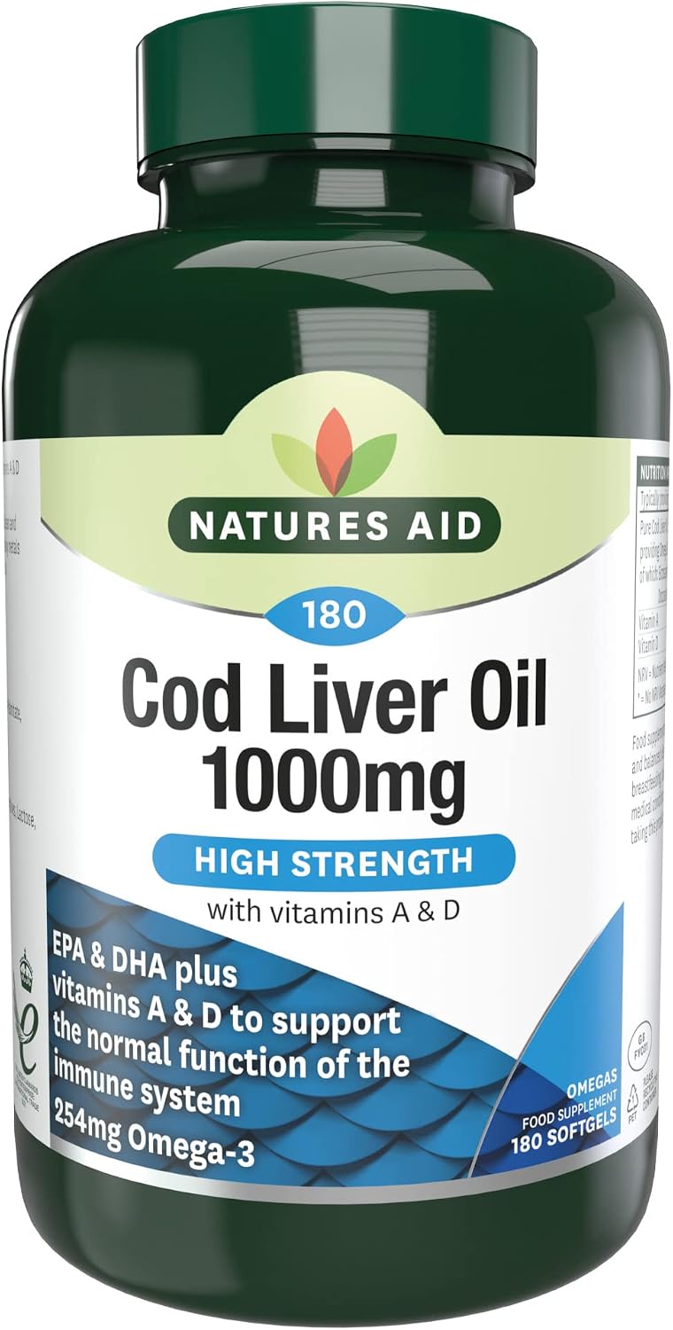 Natures Aid Cod Liver Oil 1000mg – 180 Capsules