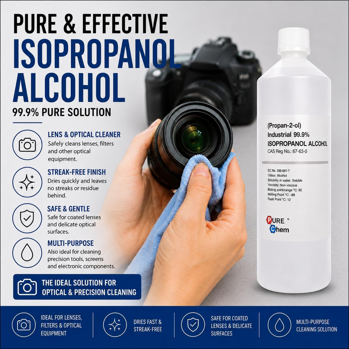 Pure Chem Isopropyl Alcohol Isopropanol IPA Rubbing Alcohol Cleaning 99.9%