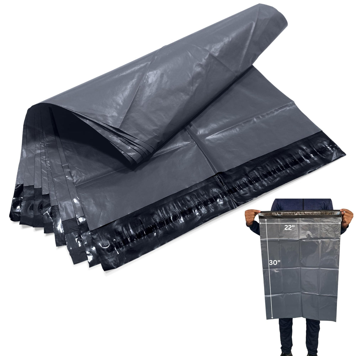 JeeJaan® 200 Small Grey Parcel Bags 4" x 6" (102 x 152mm) Strong Poly Mailer Small Postage Mailing Bags Courier Shipping Postal Bags - Posting Packing Envelopes