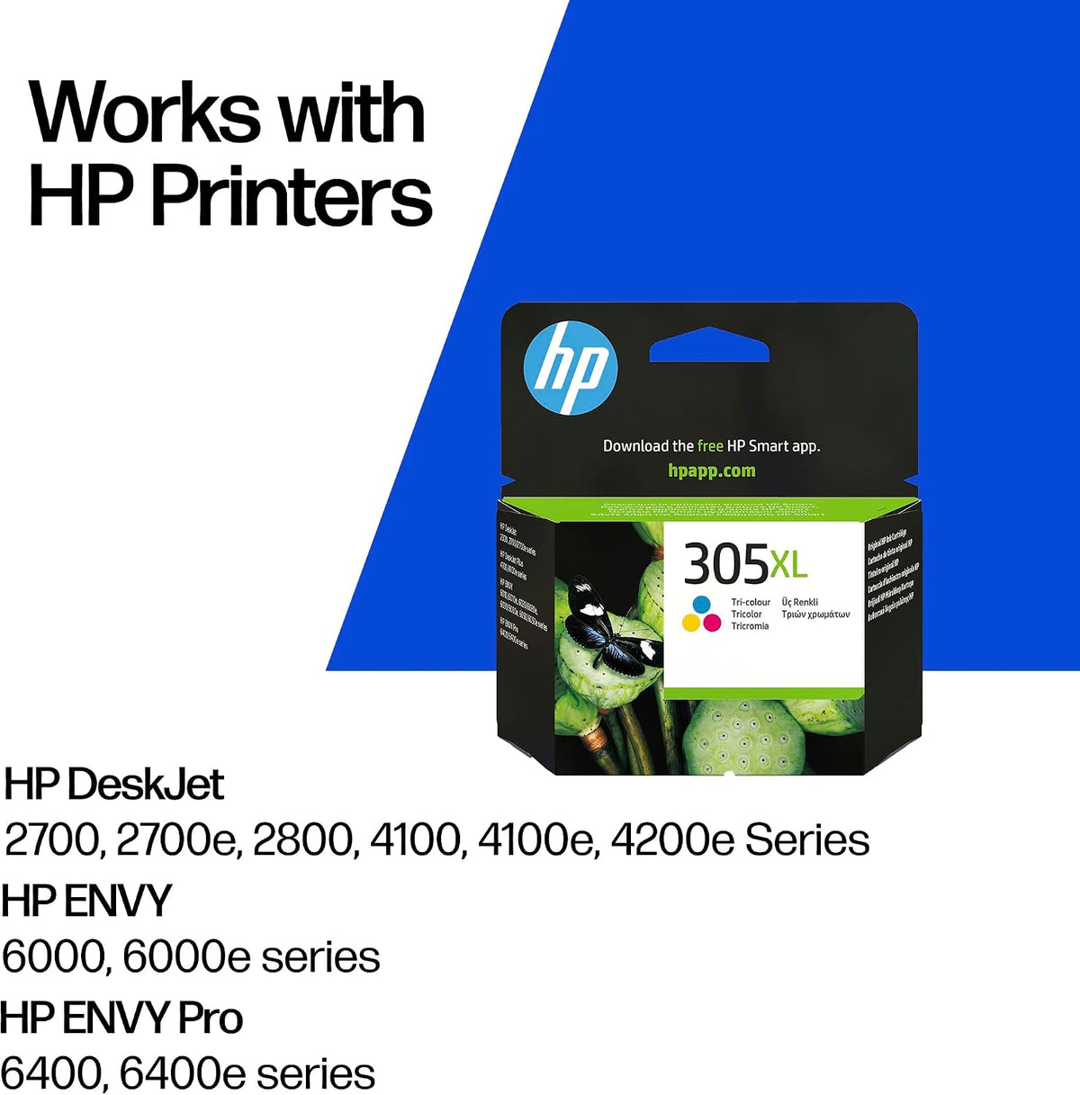 HP 305XL Tri-colour Original Ink Cartridge, High Yield