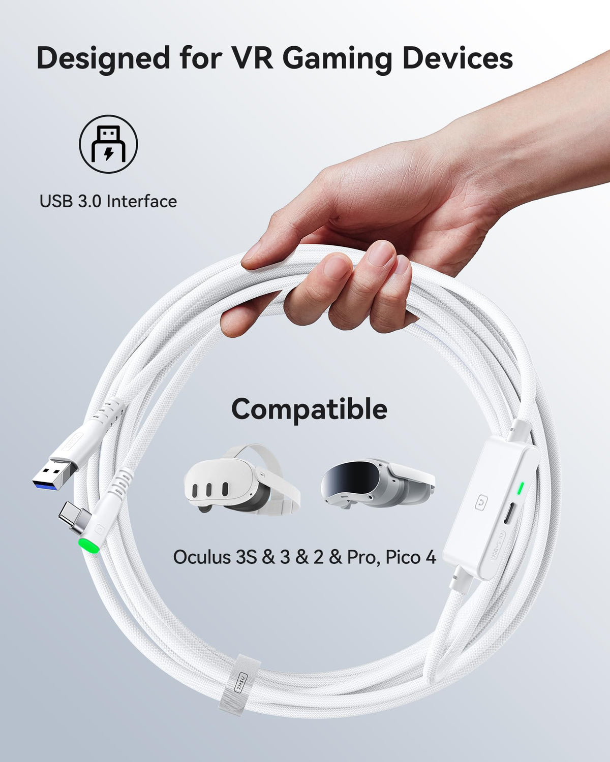 INIU 5m VR Link Cable with Separate Charging Port, USB 3.0 to USB C Cable