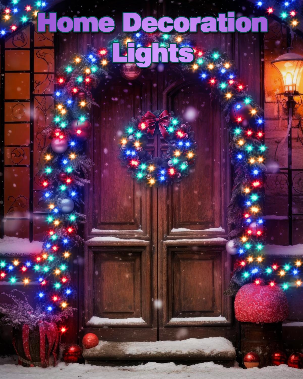 Dalugo Halloween Decoration Lights, 5M 50 LED Orange Purple White Fairy Lights with Timer, IP65 Waterproof Battery Powered Lights for Indoor Outdoor Autumn Halloween Decorations(Green Wire)