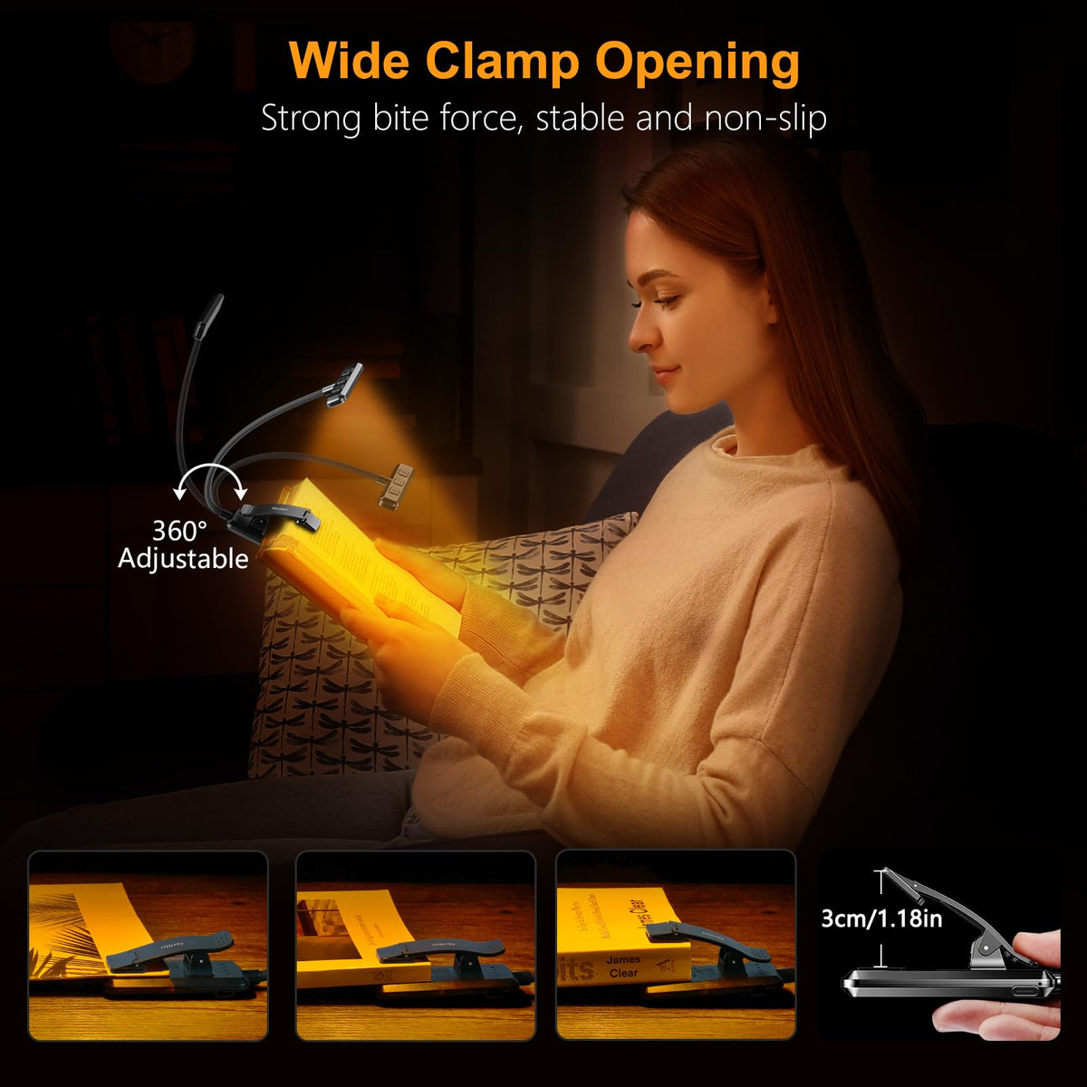 Gritin 19 LED Rechargeable Book Light for Reading in Bed - Memory Function