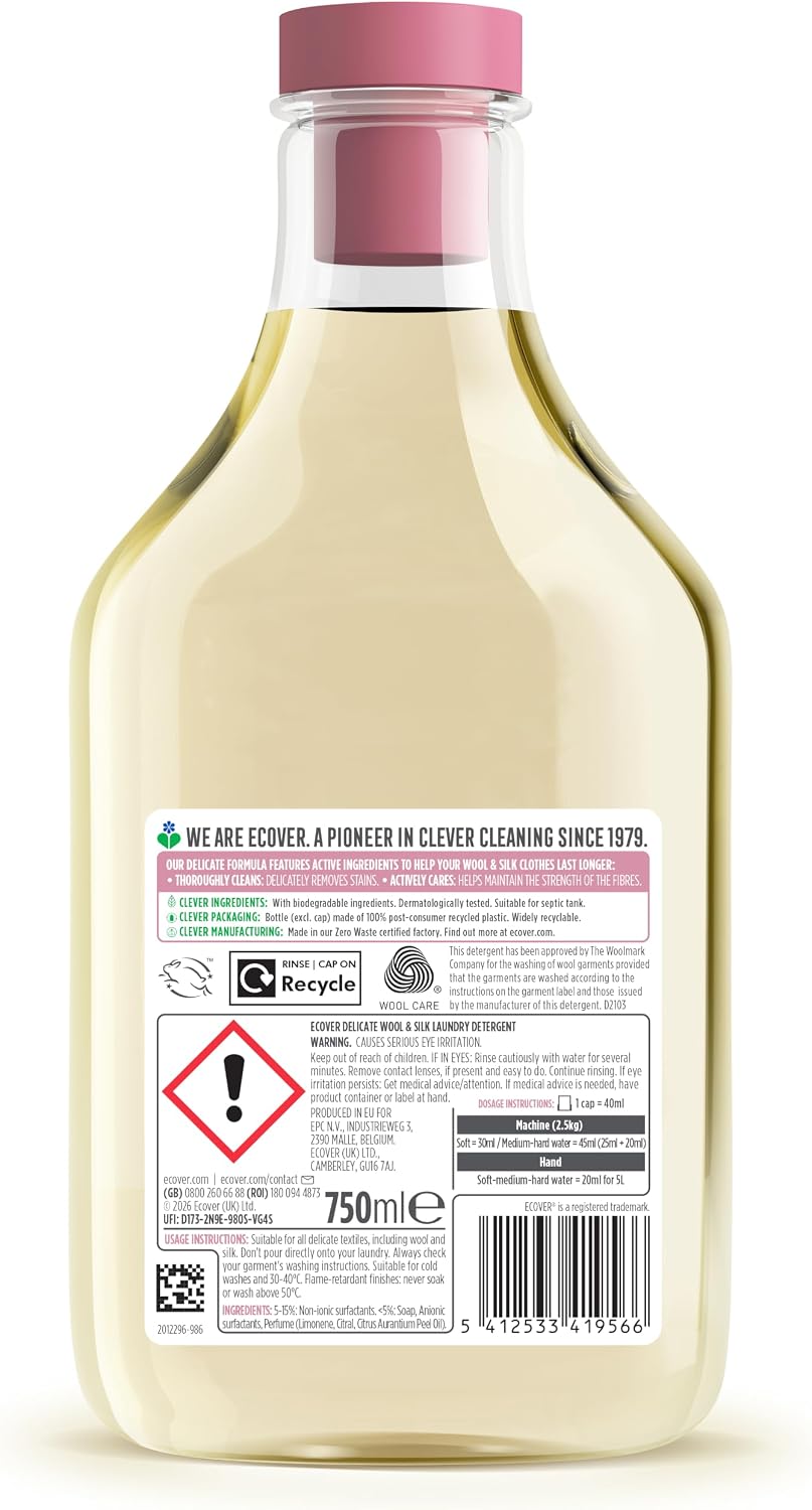 Ecover Delicate Laundry Liquid, Waterlily & Honeydew, 16 Washes, 750ml