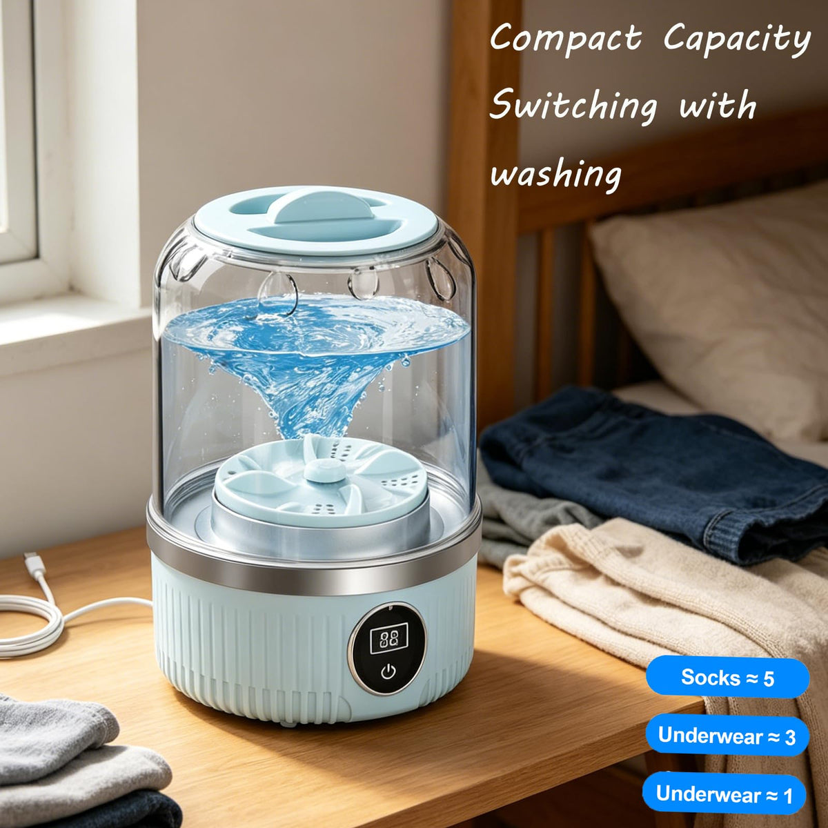 Portable Washing Machine, With a USB mini Washing Machine, 600 g Tragbare Underwear Washing Machines, Suitable for travel camping dormitories (white)
