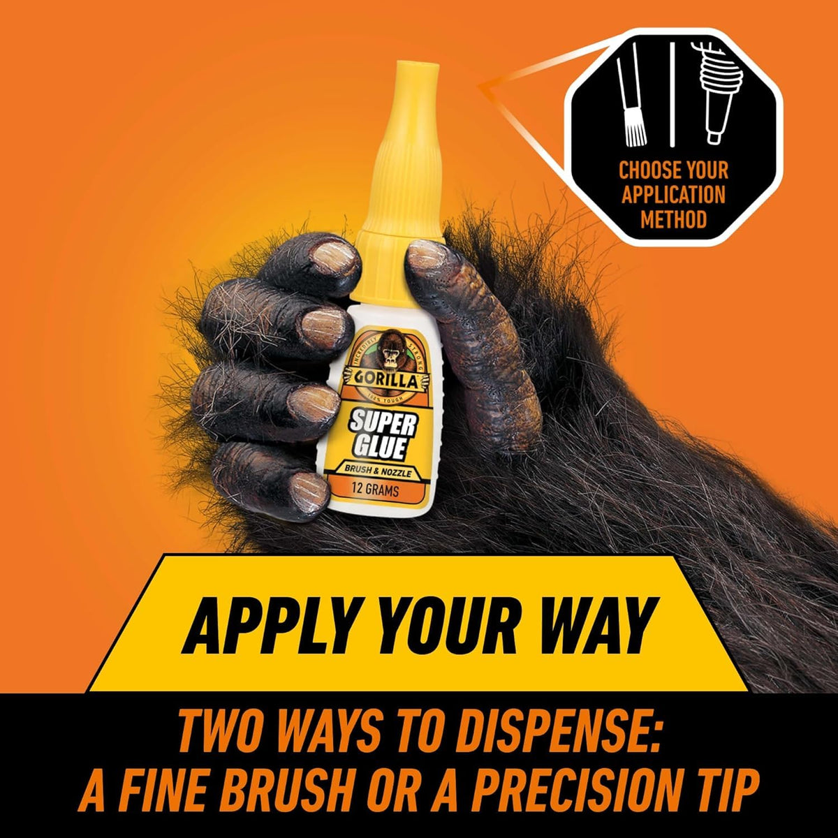 Gorilla Super Glue, 15g – All Purpose, Impact Tough & Fast Setting with Anti-Clog Cap Ideal for Metal, Ceramics, Leather & More