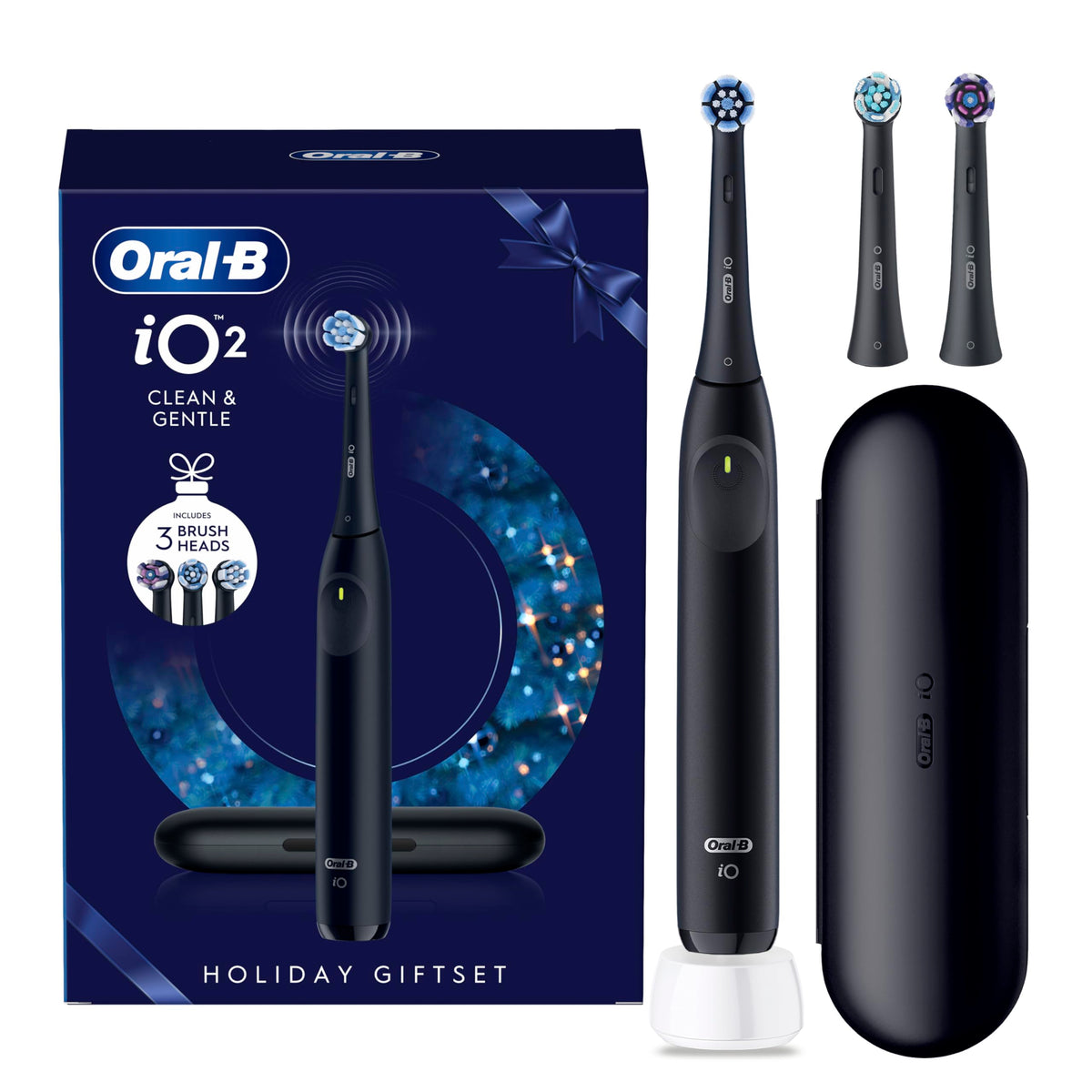 Oral-B iO2 Electric Toothbrush for Adults, Night Black, with Travel Case