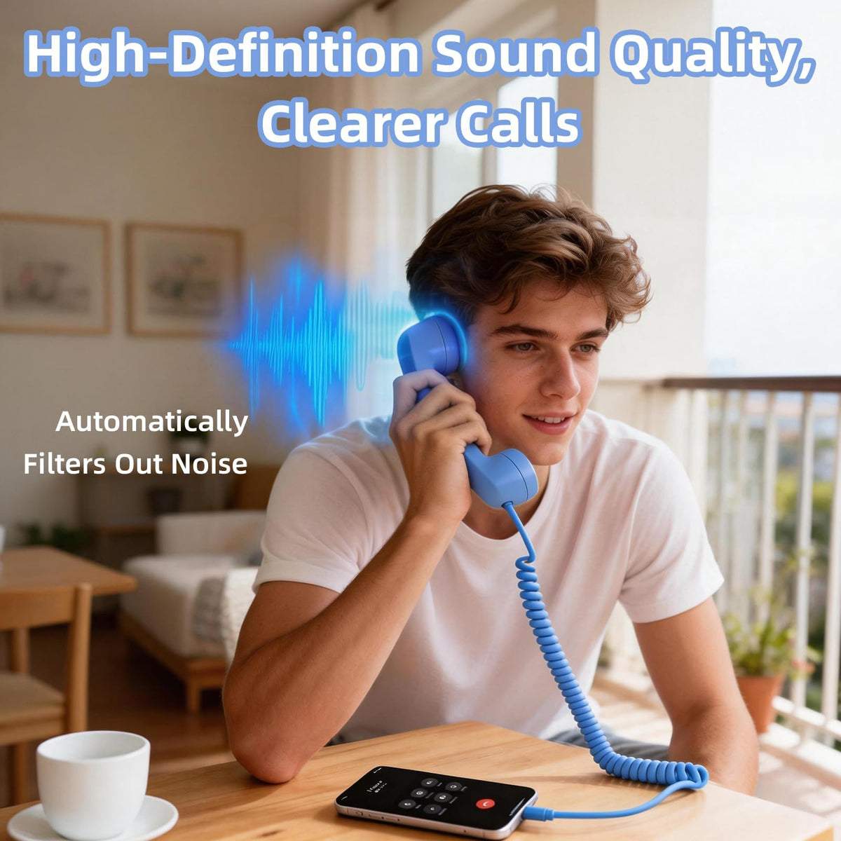 Retro Phone Handset for iPhone & Android, 2026 New Type-C Wired Receiver with Microphone & Speaker (2Pcs(Black and Red))