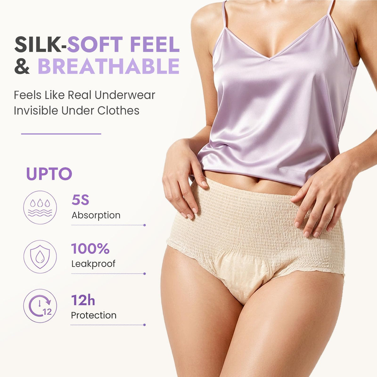 MOLLIS Disposable Period Pants Heavy Flow, Postpartum Underwear L/XL 8 Ct