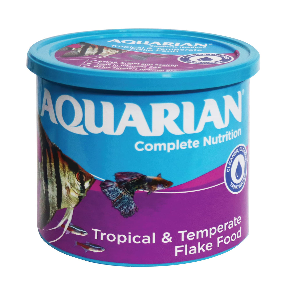 AQUARIAN Complete Nutrition, Aquarium Tropical & Temperate Fish Food Flakes, 50g Container