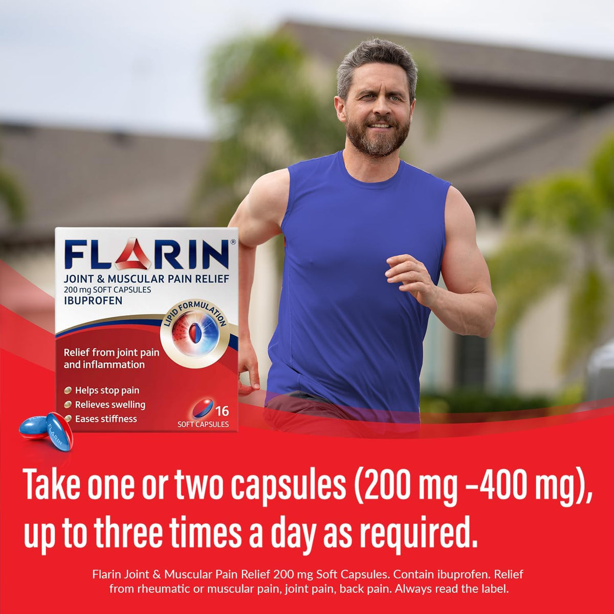 Flarin Joint & Muscular Pain Relief, 200mg Ibuprofen, 16 Soft Capsules