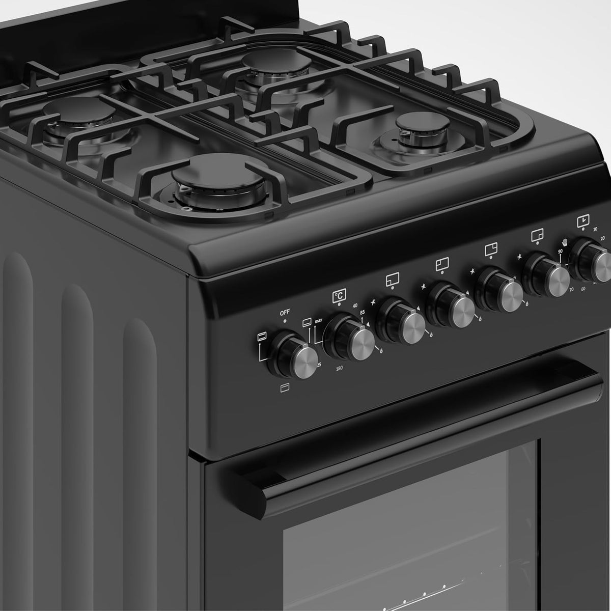 HYE Gas Cooker - Versatile 4 Burner Gas Hob, Electric Oven
