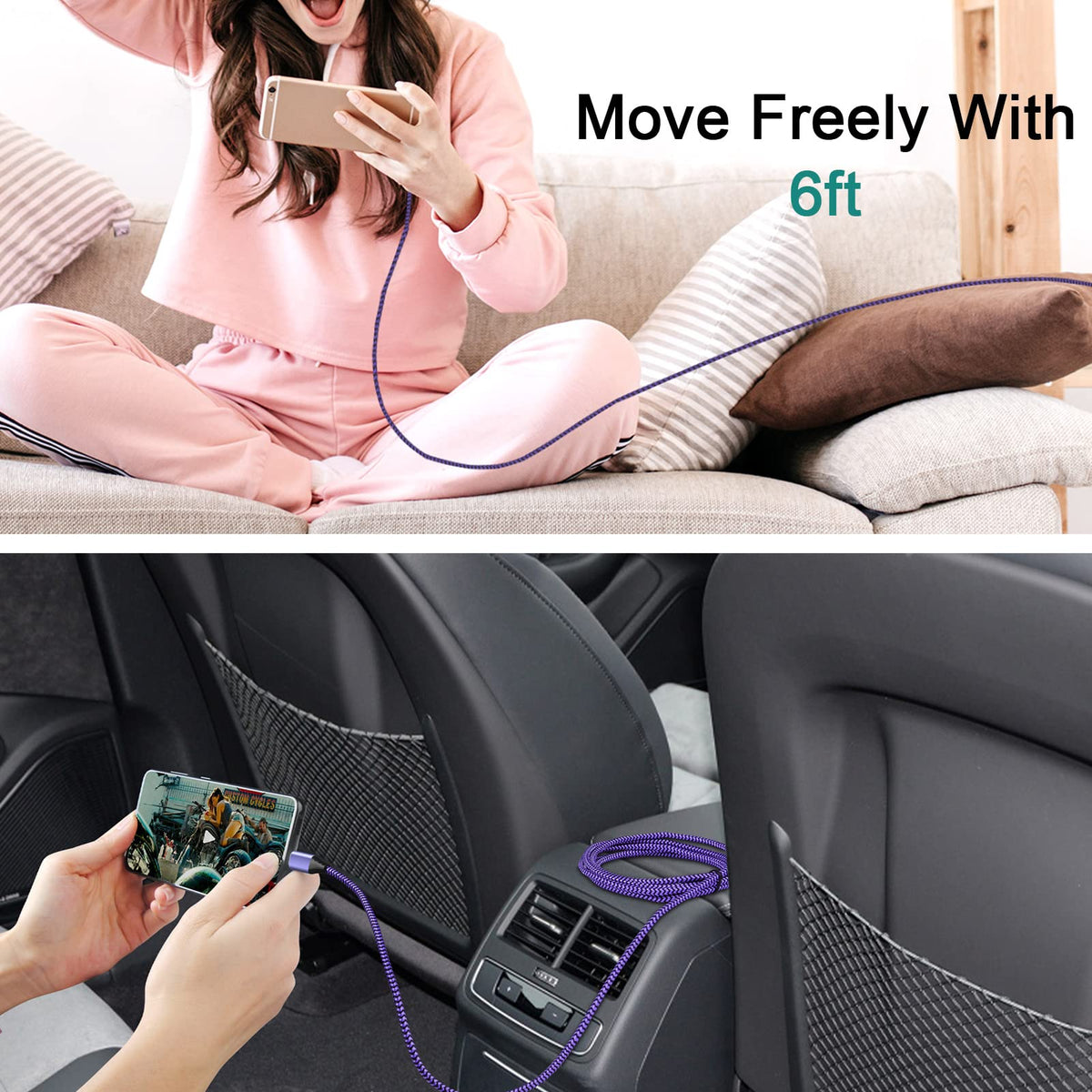 USB C Cable, 6FT/4Pack USB A to USB C Charge Lead Fast Charge Cord