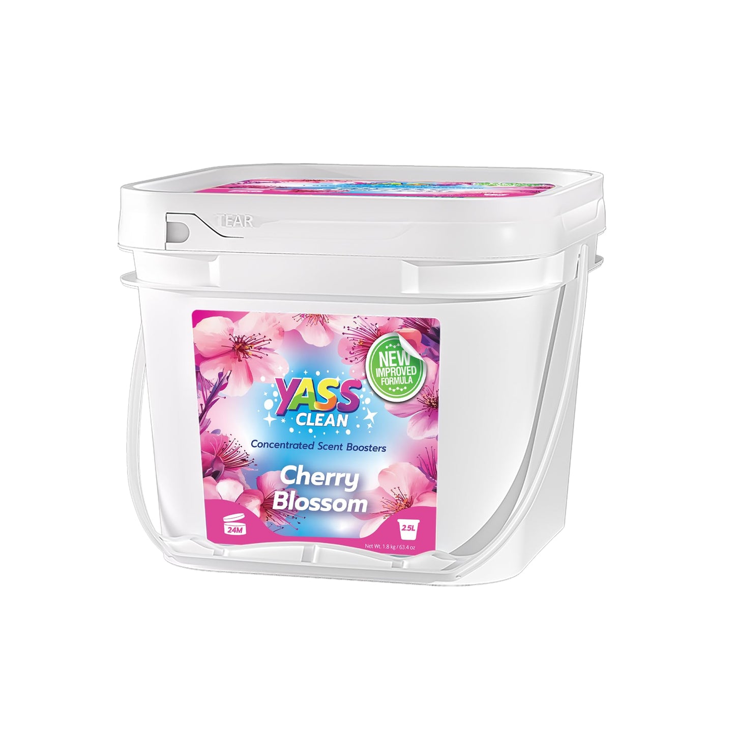 Yass Clean 2 in 1 Laundry Scent Boosters 1800g, New Upgrade In-Wash Scented Perfume Beads with Four Patented Technologies, Long-Lasting Freshness, Keeps Laundry Fresh, Cherry Blossom Fragrance