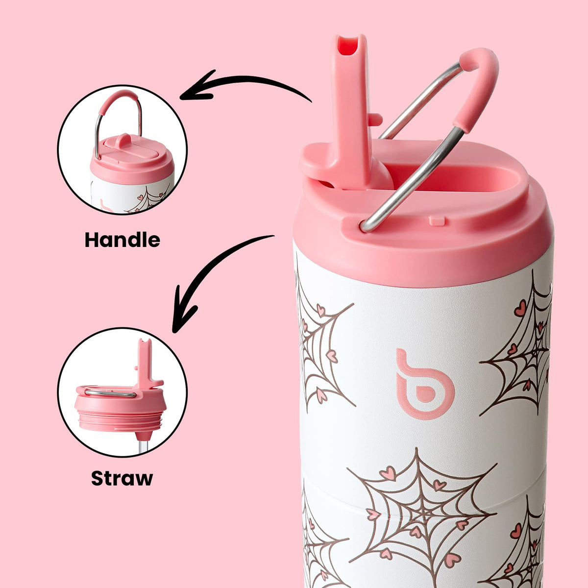 Bottle Bottle Stainless Steel Water Bottle 700ml with Straw and Lid Sports Insulated Metal Water Bottles with Handle(Black)